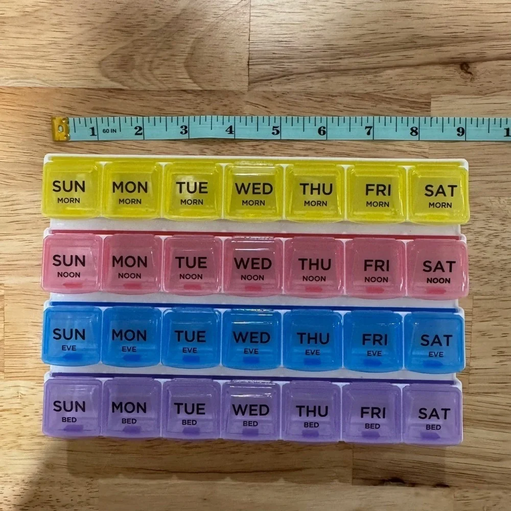 Weekly Pill Organizer with Color-Coded Compartments